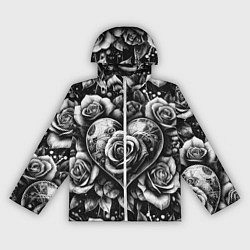 Женская ветровка Черно белое сердце и розы