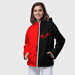 Ветровка с капюшоном женская Алиса рок группа краски альбом, цвет: 3D-белый — фото 2