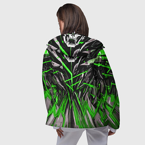 Женская ветровка Череп и зелёные полосы / 3D-Белый – фото 4