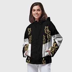 Ветровка с капюшоном женская Золотые узоры, цвет: 3D-черный — фото 2