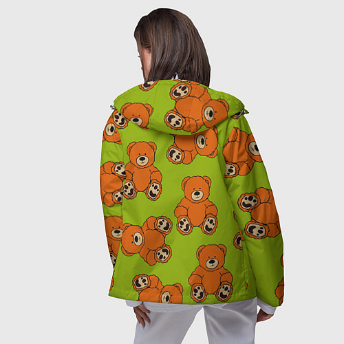 Женская ветровка Плюшевые мишки на зеленом фоне / 3D-Белый – фото 4