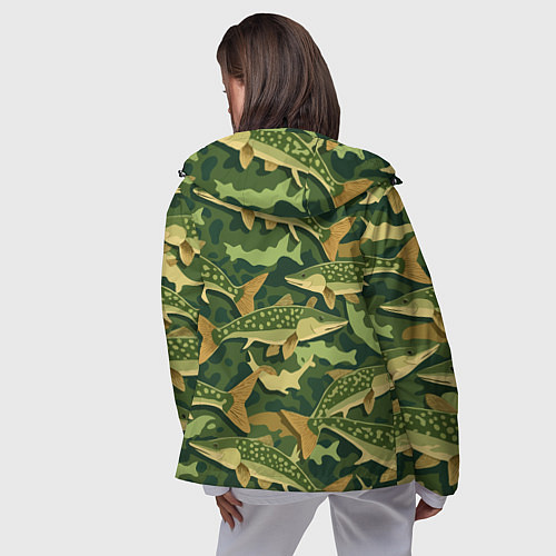 Женская ветровка Камуфляж рыболова - рыба щука / 3D-Черный – фото 4