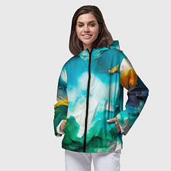 Ветровка с капюшоном женская Текстура окрашенной стены - нейросеть, цвет: 3D-черный — фото 2