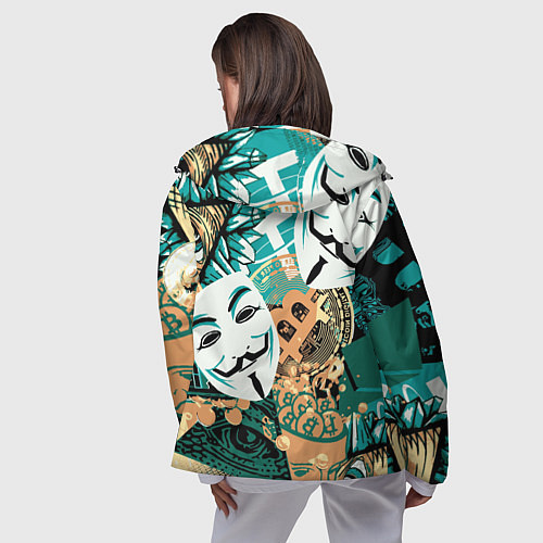 Женская ветровка Криптавалюта с маской Виндетта / 3D-Черный – фото 4