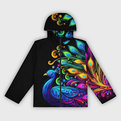 Ветровка с капюшоном женская Neon peacock - art, цвет: 3D-черный