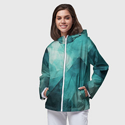 Ветровка с капюшоном женская Гранжевая бирюза, цвет: 3D-белый — фото 2