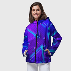Ветровка с капюшоном женская Neon Pattern colored, цвет: 3D-черный — фото 2