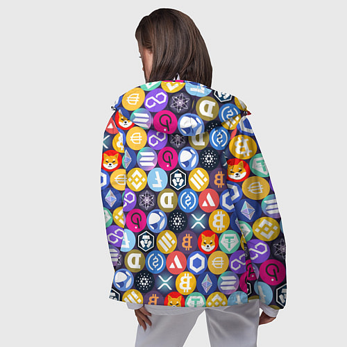 Женская ветровка Криптовалюта Биткоин, Эфириум, Тетхер, Солана патт / 3D-Белый – фото 4