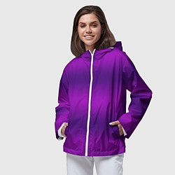 Ветровка с капюшоном женская Неоновый сливовый с полосами, цвет: 3D-белый — фото 2
