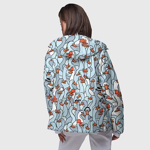 Женская ветровка Стадо гусей серо-голубых / 3D-Белый – фото 4