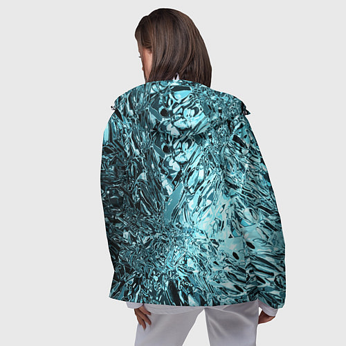 Женская ветровка Эффект жидкого стекла бирюзовый / 3D-Белый – фото 4