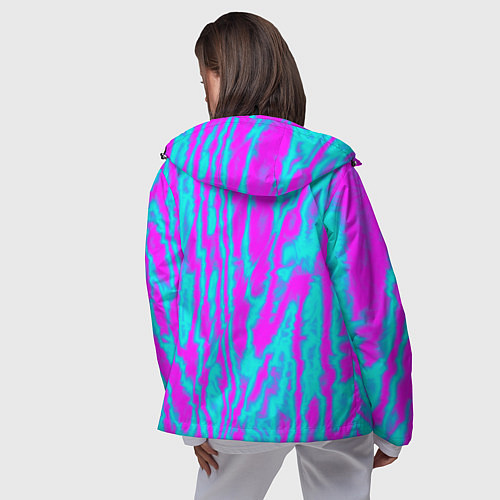 Женская ветровка Абстрактные полосы неоновый / 3D-Черный – фото 4