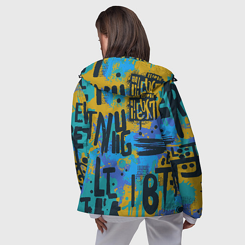 Женская ветровка Крупные буквы на цветном фоне / 3D-Черный – фото 4