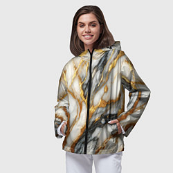 Ветровка с капюшоном женская Мрамор - текстура, цвет: 3D-черный — фото 2
