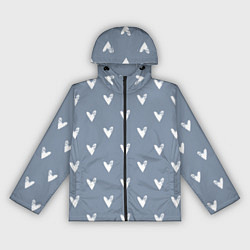 Женская ветровка Белые сердечки на серо-голубом