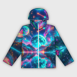 Ветровка с капюшоном женская Неоновая луна, цвет: 3D-белый