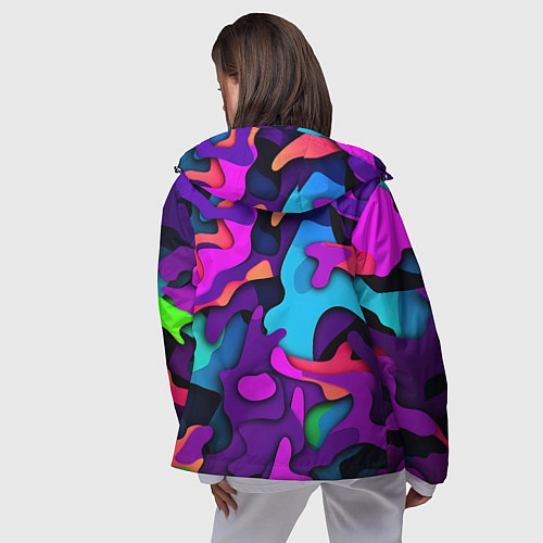 Женская ветровка Яркий неоновый камуфляж / 3D-Черный – фото 4