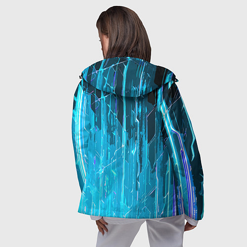 Женская ветровка Белые линии на синем фоне / 3D-Черный – фото 4