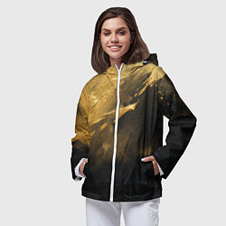 Ветровка с капюшоном женская Золотое напыление на черном, цвет: 3D-белый — фото 2