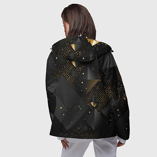 Женская ветровка Золотые ромбы на черной абстракции / 3D-Белый – фото 4