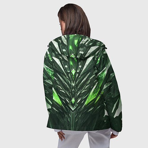 Женская ветровка Зелёные кристаллы и камень / 3D-Черный – фото 4