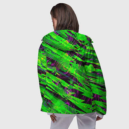 Женская ветровка Зеленые узоры паттерны / 3D-Черный – фото 4