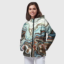 Ветровка с капюшоном женская Мраморная текстура, цвет: 3D-черный — фото 2