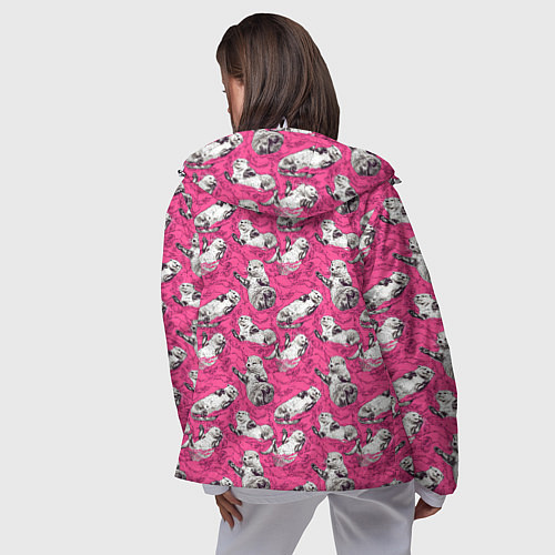 Женская ветровка Выдры в розовой воде / 3D-Белый – фото 4