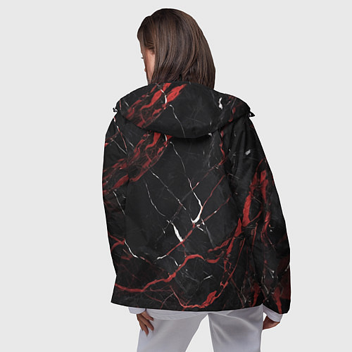 Женская ветровка Черно-красный мрамор / 3D-Черный – фото 4