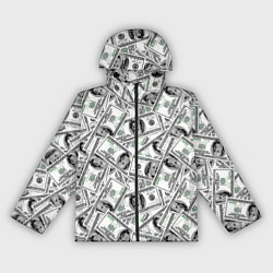 Ветровка с капюшоном женская Доллары - денежные знаки, цвет: 3D-черный
