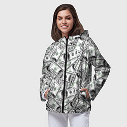 Ветровка с капюшоном женская Доллары - денежные знаки, цвет: 3D-черный — фото 2
