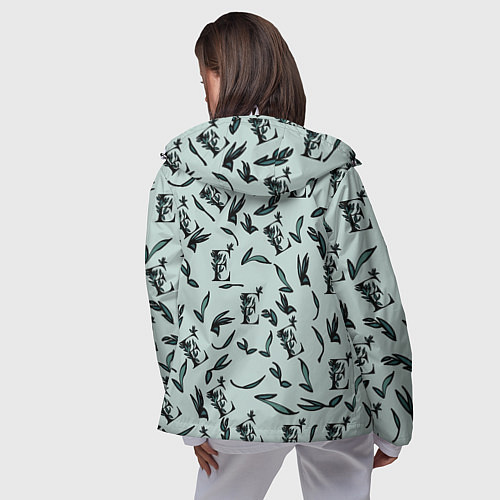Женская ветровка Листья и буква Е / 3D-Белый – фото 4