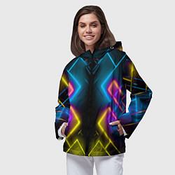 Ветровка с капюшоном женская Жёлтый неон, цвет: 3D-черный — фото 2