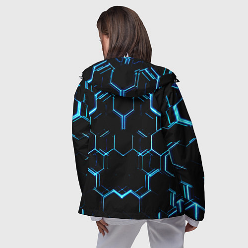 Женская ветровка Киберпанк неон синий / 3D-Белый – фото 4