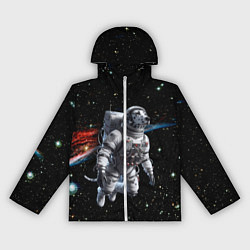 Ветровка с капюшоном женская The dalmatian brave cosmonaut - ai art, цвет: 3D-белый