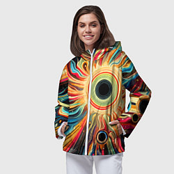 Ветровка с капюшоном женская Space abstraction - ai art, цвет: 3D-белый — фото 2