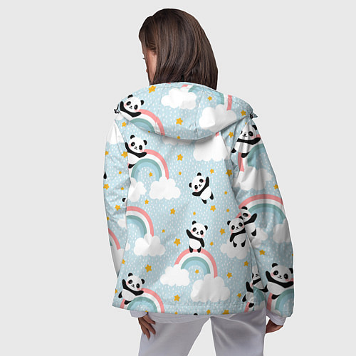 Женская ветровка Панда на радуге / 3D-Черный – фото 4