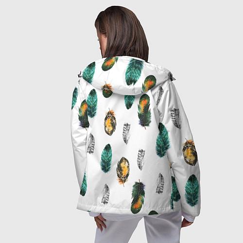 Женская ветровка Перья на белом фоне / 3D-Черный – фото 4