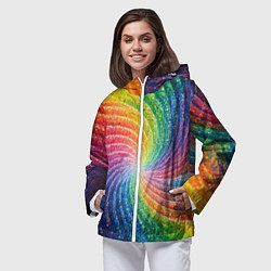 Ветровка с капюшоном женская Радужные узоры яркие, цвет: 3D-белый — фото 2