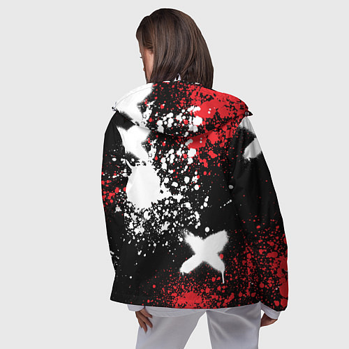 Женская ветровка Мазда на фоне граффити и брызг красок / 3D-Белый – фото 4