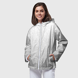 Ветровка с капюшоном женская Серо-белый паттерн мелкая мозаика, цвет: 3D-белый — фото 2