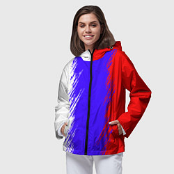 Ветровка с капюшоном женская Штрихи триколор, цвет: 3D-черный — фото 2