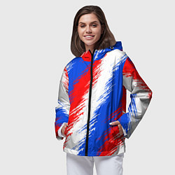 Ветровка с капюшоном женская Триколор штрихи красок, цвет: 3D-черный — фото 2