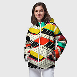 Ветровка с капюшоном женская Пианинка, цвет: 3D-белый — фото 2