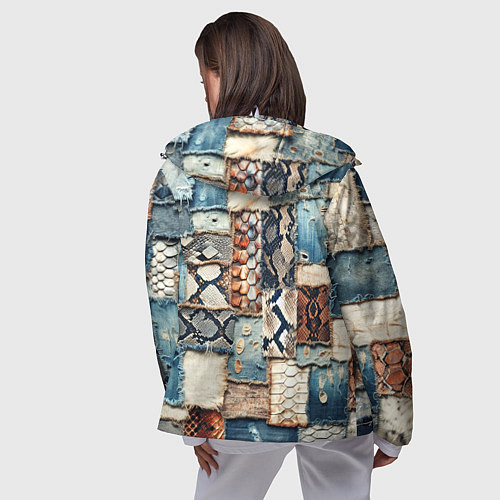 Женская ветровка Змеиная кожа - пэчворк / 3D-Белый – фото 4