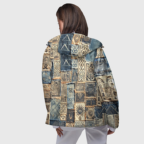Женская ветровка Татуировки племени майя пэчворк / 3D-Белый – фото 4