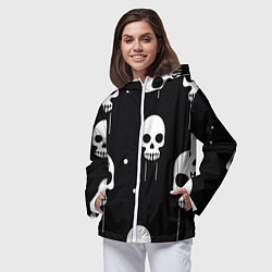 Ветровка с капюшоном женская Слёзы черепов, цвет: 3D-белый — фото 2