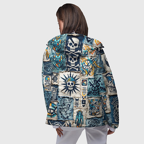 Женская ветровка Пэчворк деним с пиратами / 3D-Белый – фото 4