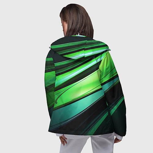 Женская ветровка Абстрактные геометрические плавные линии минимализ / 3D-Белый – фото 4