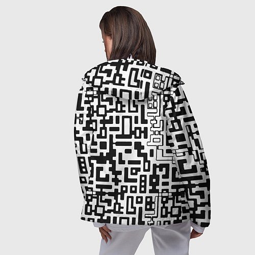 Женская ветровка Чёрно-белая глитч инфекция / 3D-Белый – фото 4